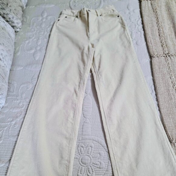 Aeropostale High Rise Wide Leg Corduroy Pants Cream Size 6 - Picture 2 of 5